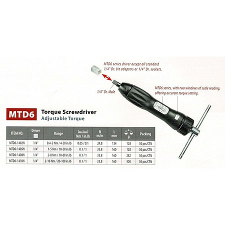 Regulowany śrubokręt dynamometryczny - MTD6-1410N